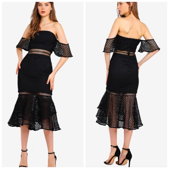 ASOS Dresses & Skirts - ASOS Jarlo Airlia Lace Off The Shoulder Midi Dress